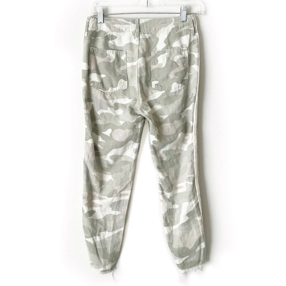 MOTHER THE SHAKER CHOP CROP FRAY Linen Blend Desert Print Camo Jeans Pan… - Picture 4 of 16